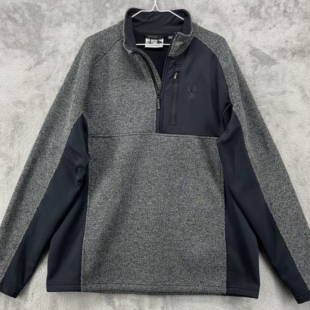 SPYDER MENS 1/4 ZIP PULLOVER JACKET SIZE:XXL COLOR: GRAY/BLACK NWT